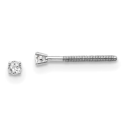 14k White Gold .05ct SI3 G-I Diamond Stud Thread on off Post Mens Earrings