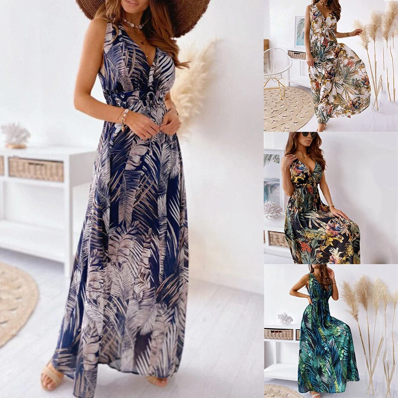 Women V Neck Dress Sundress Holiday Ladies Dress Long Maxi Summer Dress
Opens in a new window or tab