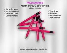 Neon Pink, Mini Golf Pencils, Bridal Shower, Baby Shower, Wedding Announcement