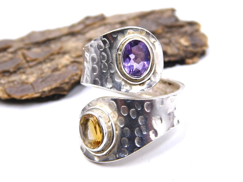 5.4 GM 925 Argento Sterling Naturale Multi Taglio Gemma Mano Misura Anello 6.5 " - Immagine 4 di 4