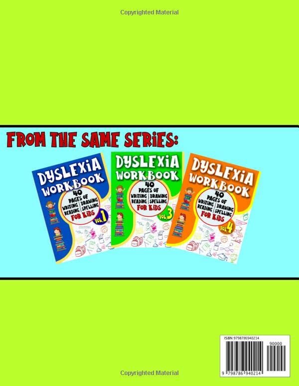 Dyslexia Workbooks for Kids 40 pages of activities writing, reading