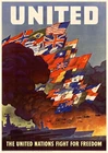 WW2 Propaganda Poster "The United Nations Fight for Freedom", WWII Memorabilia
