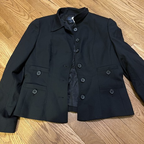 Black Wool Hacking Jacket Blazer Size 