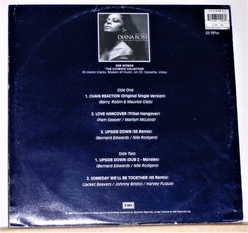 Diana Ross - Chain Reaction - 1993 Italy Maxi Single Record - Vinyl Excellent - Image 2 of 2