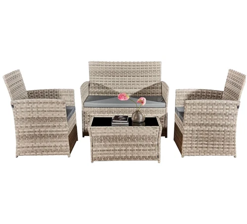4 Piece Rattan Outdoor Furniture Sofa Table Chair Set Garden Patio Conservatory - Picture 2 of 14