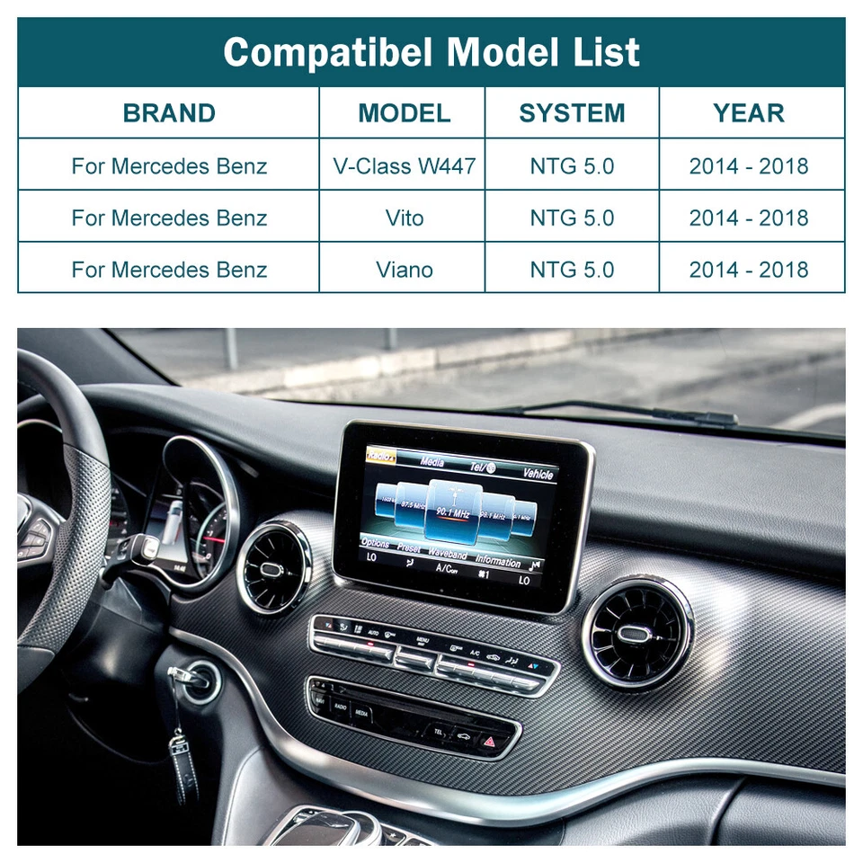 Wireless CarPlay Android Auto Für Mercedes Benz V Class W447 Vito Viano NTG5.0 - Bild 3 von 4