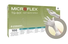 *100-Gloves* MicroFlex Soft White PF Hydrasoft Nitrile Exam Medium TQ-601-M