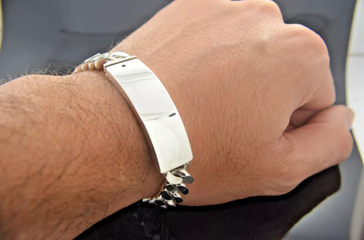 I.D. Cuban Bracelet Hand Made Sterling Silver .925 Custom Name