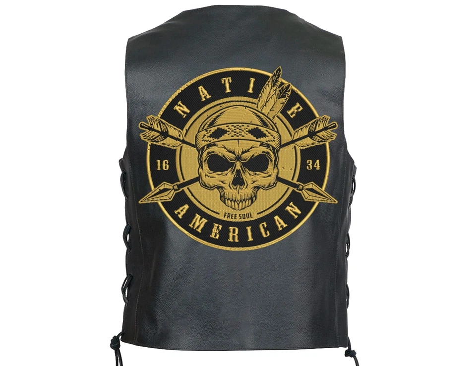 Native Large Big Embroidered Biker Back Patch Vest Jacket Denim Rider Custom - Image 2 of 2