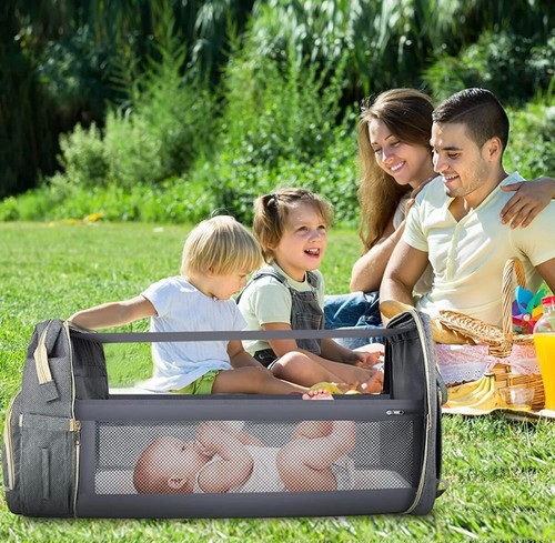 3-in-1 Baby Diaper Bag Backpack with Changing Station Portable Mommy Travel Bag - Picture 5 of 8