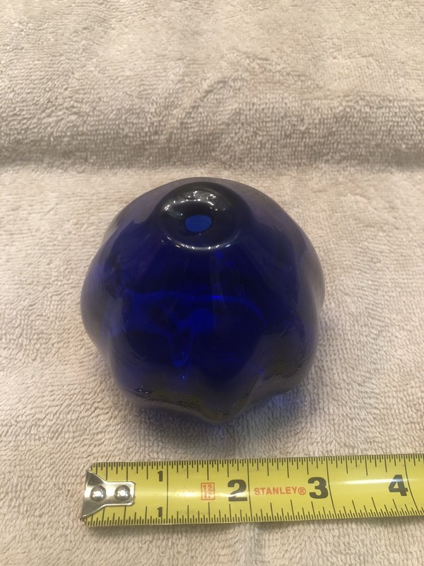 Cobalt Blue Heavy Glass Round Oil Lamp Perfume Bottle