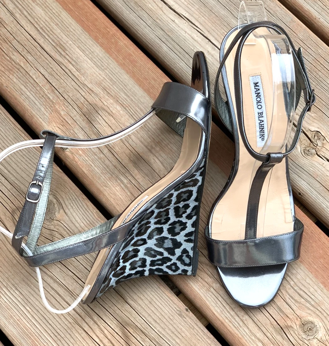Manolo Blahnik Women's Animal Print Patent Leather Heels for Women
