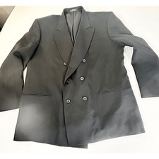 City Streets Custom Fit Suits Mens Black Double Breasted Blazer Jacket