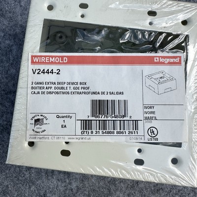 Wiremold V2444-2LS  Labor Saving 2 Gang Electrical Box Legrand Ivory New Sealed