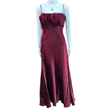 vintage 90s burgundy satin prom dress by David's Bridal