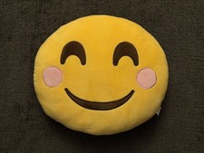    Blushing Smiling Face with Smiling Eyes Emoji Round Plush Pillow   
