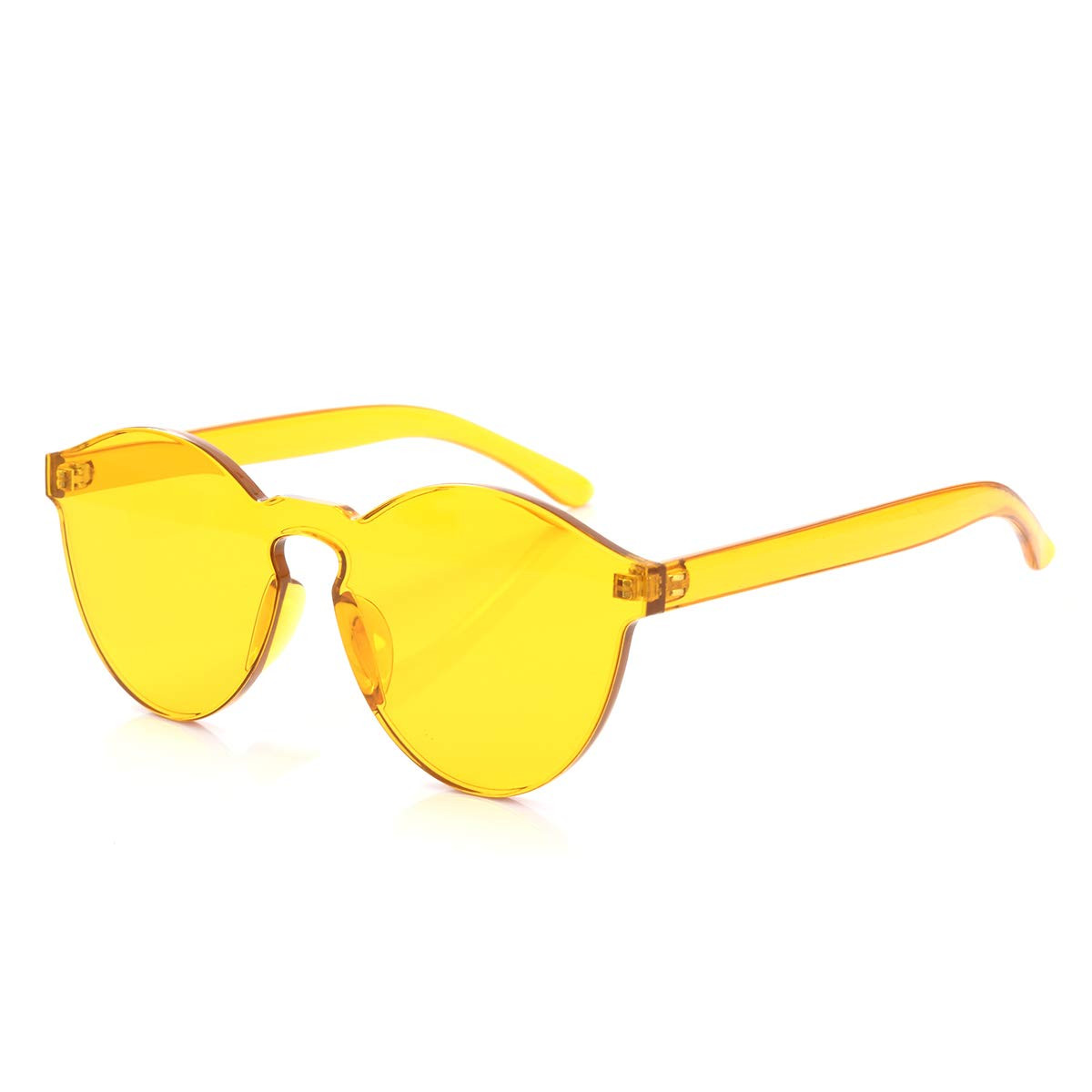 Rimless Sunglasses Oversized Colored Transparent Round Eyewear Retro Eyeglass...