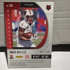 2020 Panini Prizm Purple & Green Prizm Omar Bayless Arkansas St #208 /199 RC Au…