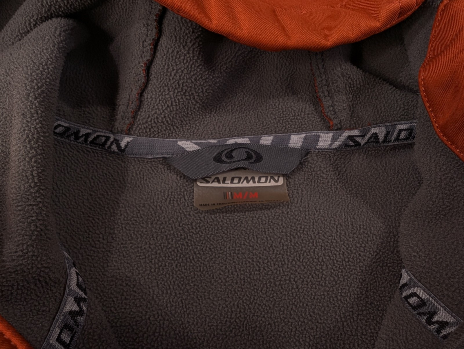 Y2K Salomon Giacca Adulto Medio Arancione Soft Shell Logo Centrale Full Zip con Cappuccio