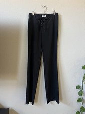 Y2K Lip Service Style Black Corset Pants Lace Up Front Stretch Low Rise Size S