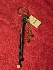 Michael Kors MK Logo Rope Bag Charm Key Ring Gold Tone NWT 78 MSRP