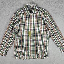 Gitman Bros Button Down Mens Medium Green Plaid Long Sleeve Shirt Made in USA