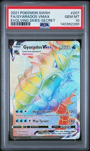 PSA 10 Gyarados VMAX Rainbow Rare EVOLVING SKIES 207/203 Graded Pokemon Card