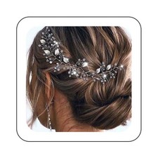 Silver Leaf Crystal Bride Wedding Hair Vine, Pearl, Bridal Hairpiece, Hair