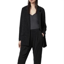  249 ALL SAINTS  Aleida  Black Shimmer Blazer Jacket Sz US 2