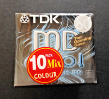 Pack of 10 coloured TDK Mini Discs in Individual cases Recordable 80mins. New