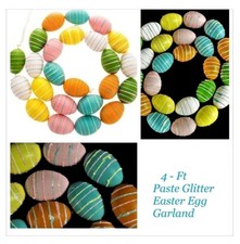 NWT 4" Faux Frosted Sugar Easter Egg Garland, Banner Holiday Pastel Easter Eggs