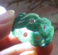 Video Certified Green Natural A JADE Jadeite Knotted RING USA. 7    710133 AS