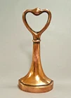 ELEGANT ANTIQUE ART NOUVEAU COPPER & CAST IRON HEART SHAPE HANDLE 10 " DOORSTOP