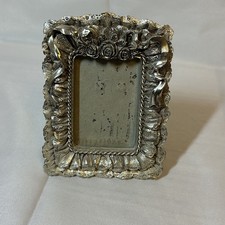 Romantic Vintage Silver colored Rose Floral Decorative 4 x 6 Frame