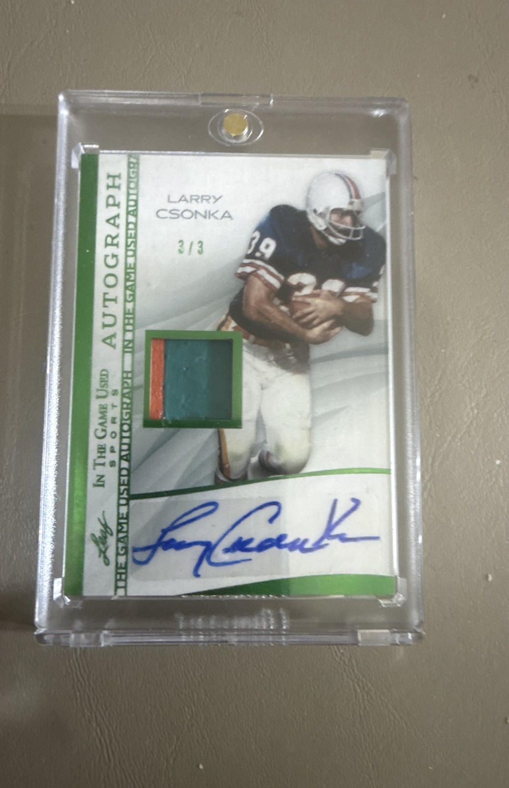 2025 Leaf in the Game Used Auto Relic Larry Csonka (Au Mem) 