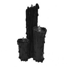 16" LED Flame Black Dripping 3 Tiered Candle Stack Tabletop Haunted House Decor