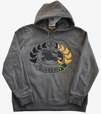 New BURBERRY London LOGO Embroidered Cotton Blend Fleece Men's Hoodie XL