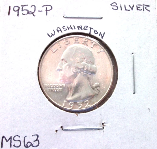 1952 PHILADELPHIA SILVER WASHINGTON QUARTER IN UNCIRCULATED MINT STATE CONDITION