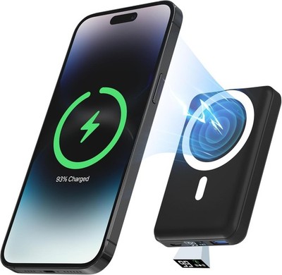 Magsafe powerbank 10000mAh,Magnetische Power Bank mit Typ-C Kabel LED Display PD