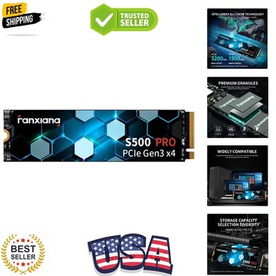 S500 Pro 512GB NVMe SSD M.2 PCIe Gen3x4 2280 Internal Solid State Drive, SLC ...