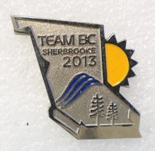 Team BC Sherbrooke 2013 Pinback Button Promo Metal Sun Trees