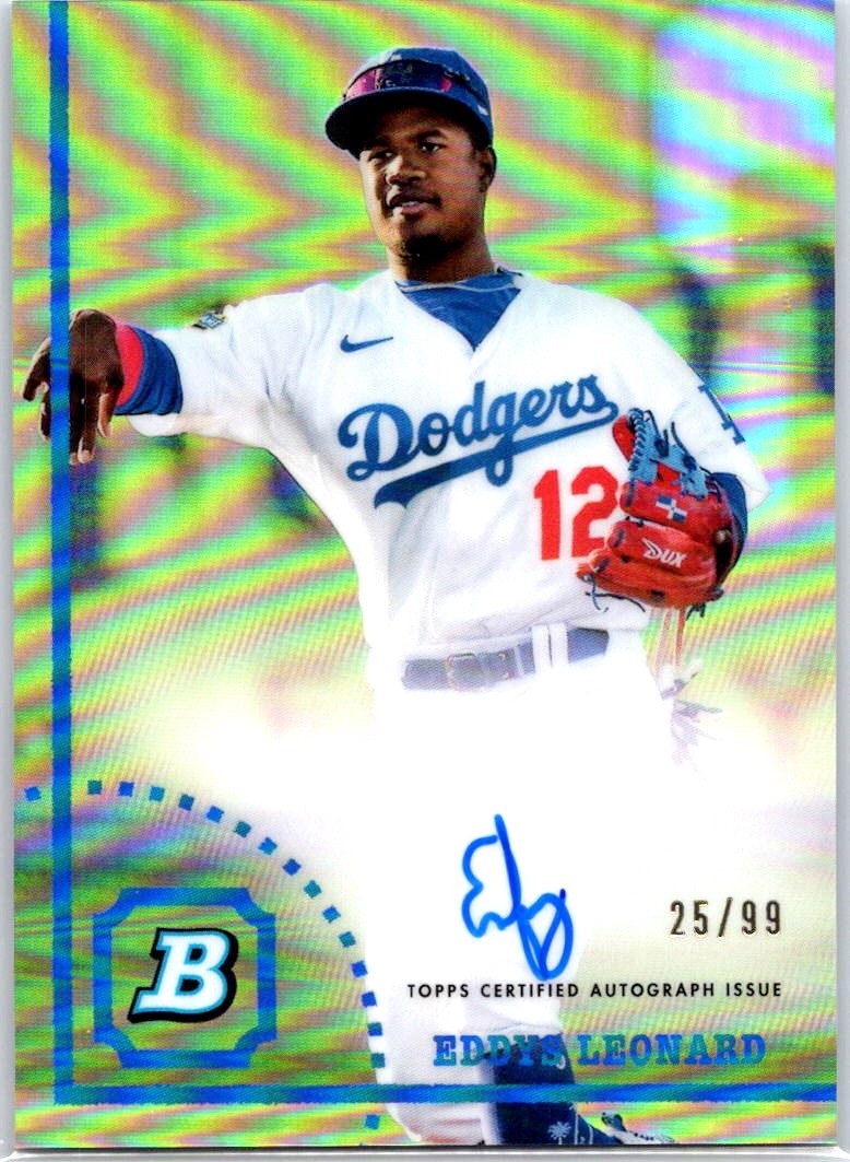 2022 Bowman Chrome Auto Green Refractor #CPA-EL Eddys Leonard #/99 Dodgers