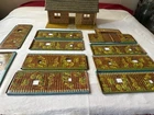 Vtg Marx tin litho Toy Fort Dearborn Log Cabin w/ metal fence  lot