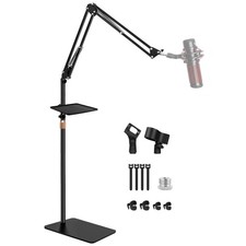 BILIONE Microphone Stand with Weighted Base, Mic Floor Stand Boom Arm with Mi...