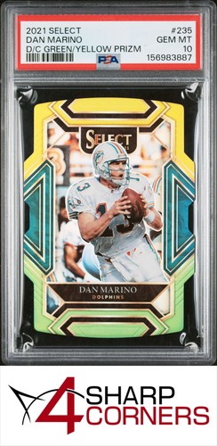 2021 PANINI SELECT D/C GREEN/YELLOW PRIZM #235 DAN MARINO HOF POP 4 PSA 10