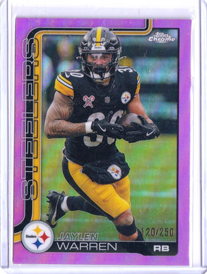 Jaylen Warren Pittsburgh Steelers 2025 Topps Chrome Pink Wave Refractor /250 #25