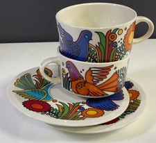 Villeroy Boch Acapulco Flat Cup and Saucer Older Milano Shape Set of 2 Vintage