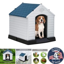 Stylish Blue Dog House   Weather-Resistant, Easy to Clean, Fits Up to 100 lbs