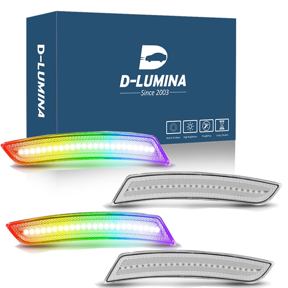 RGB For 16-2024 Chevy Camaro LED Front Rear Side Marker Lights Clear Multi Color