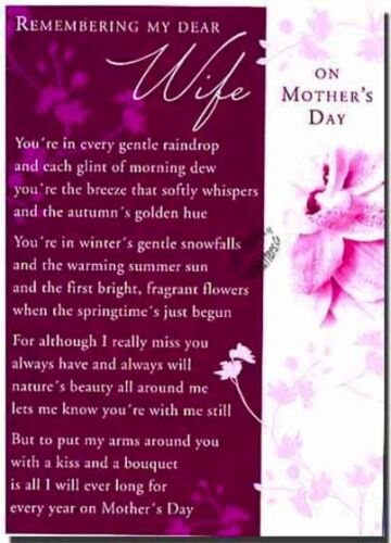 Grave Card / Dear Wife On Mothers Day FREE Holder-M9374- Memorial Funeral - Photo 1/3